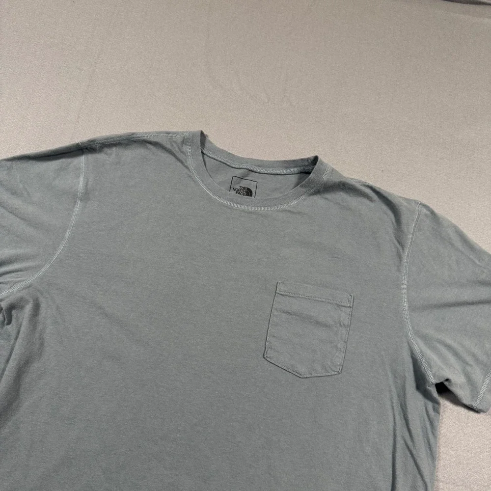 The North Face Mens XL Short Sleeve Pocket T-Shirt Faded Blue Slate Gray Tee